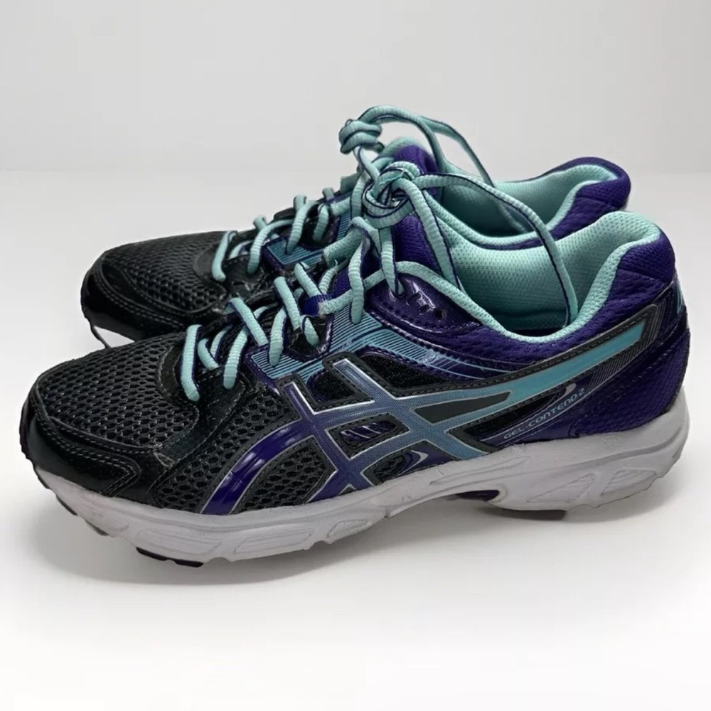 Asics Gel Contend 2 Women's 8.5 Blue Purple Gray Running Shoe Sneakers 2 T474N